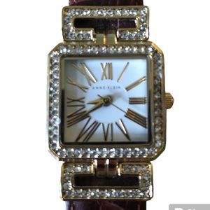 Anne Klein “gem” vintage watch with real leather strap/band